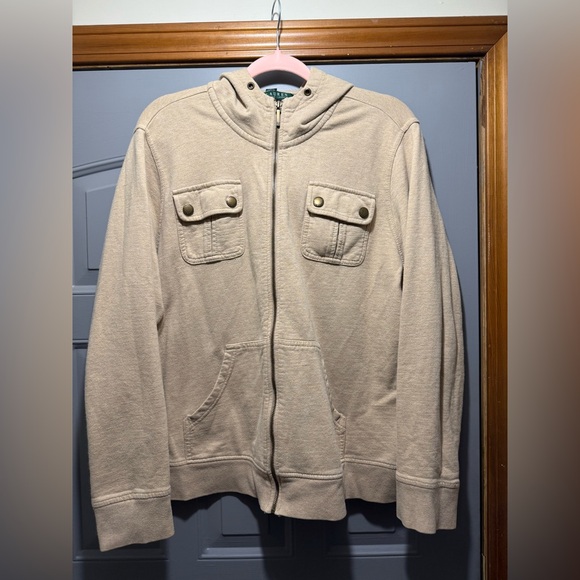 Ralph Lauren Jackets & Blazers - Ralph Lauren Tan/Beige Hooded Zip-Up utility plus size Jacket (3xl)